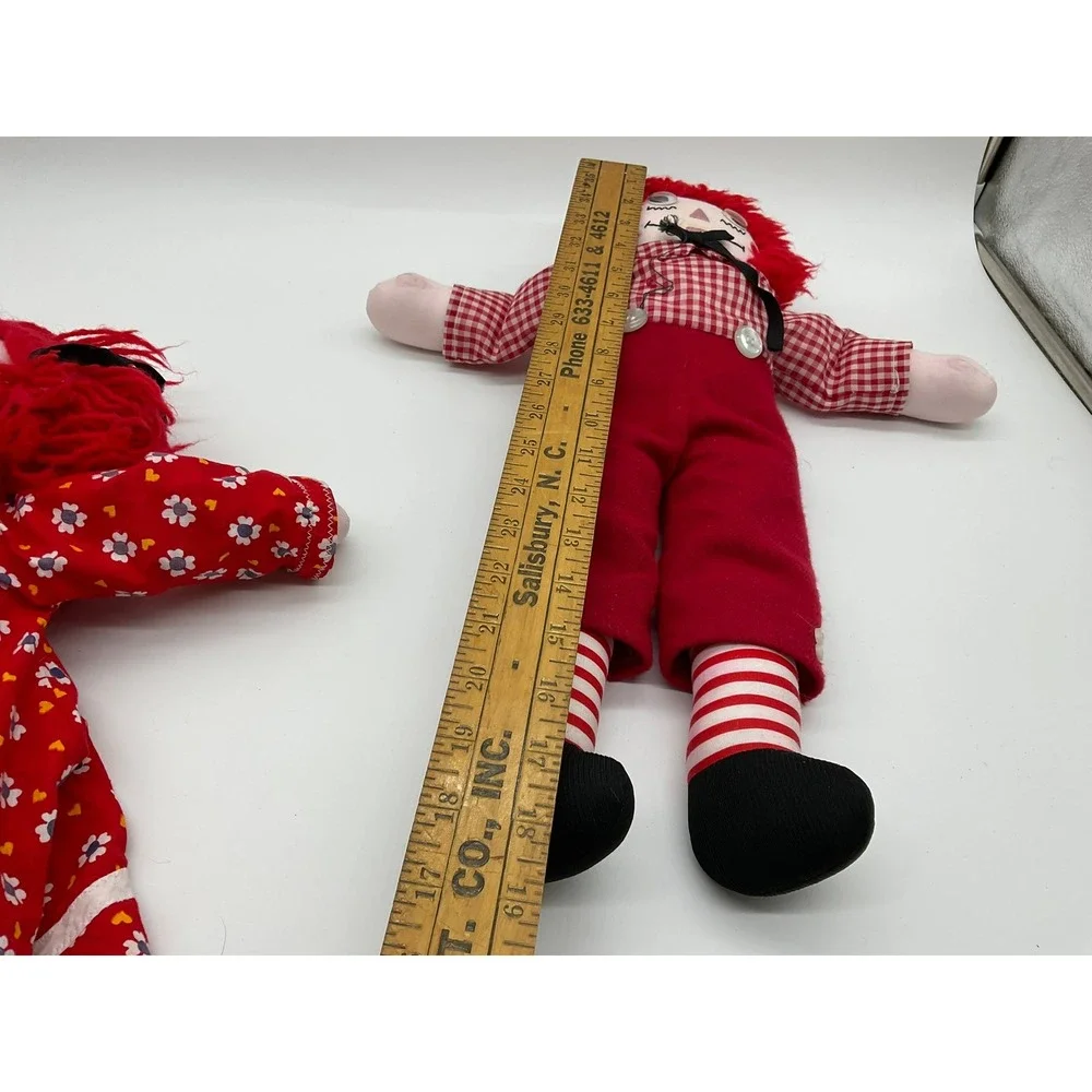 Handmade Raggedy Ann and Andy Plush Doll Set Unisex OS Red Vintage Ragdoll Pair